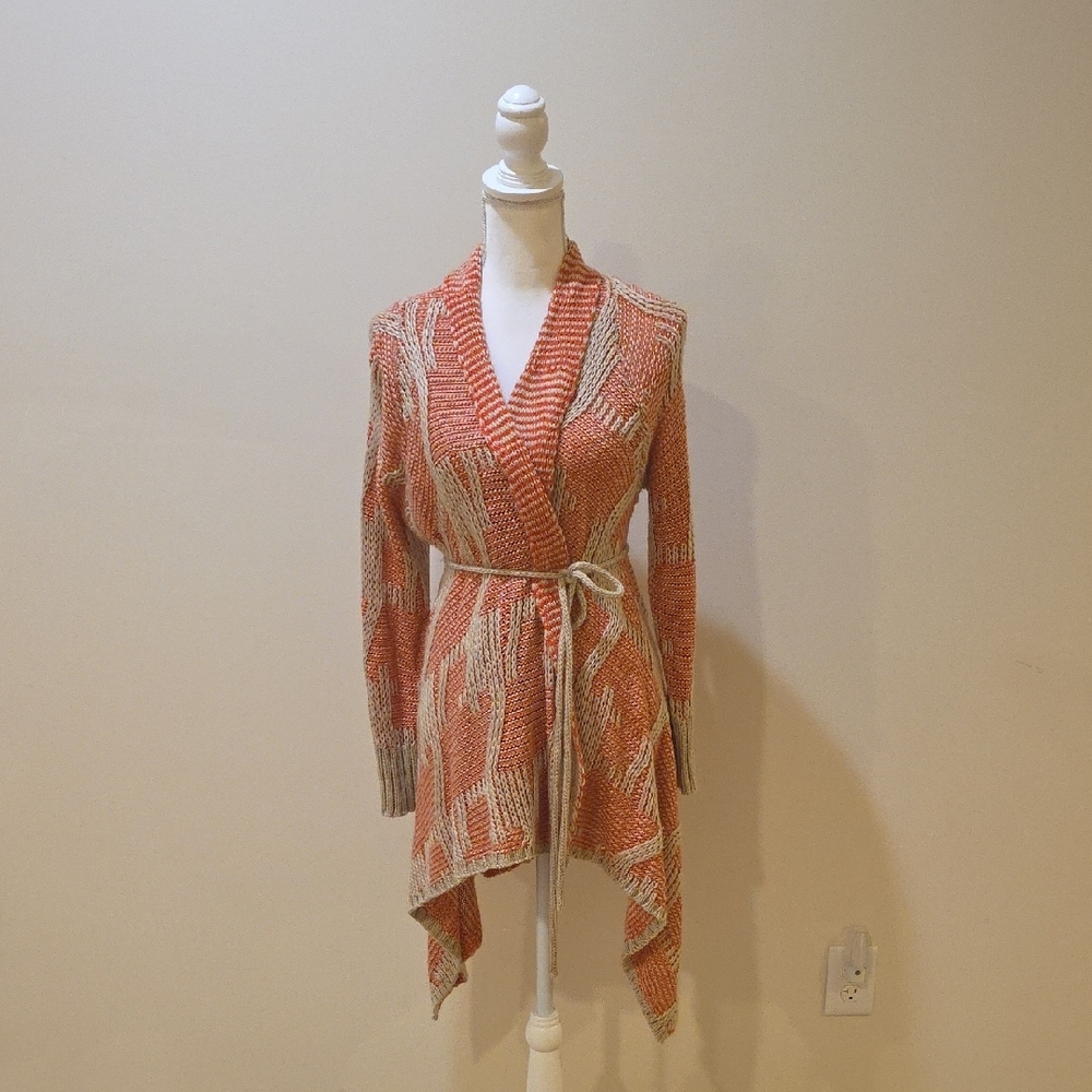 Women's Orange Knit Cardigan Sweater